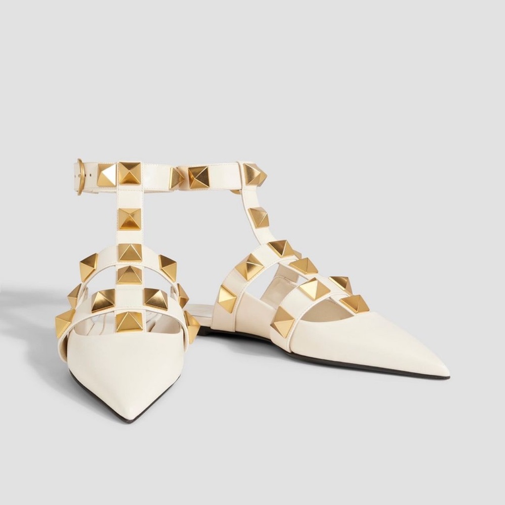 Valentino Roman Stud leather point toe flats